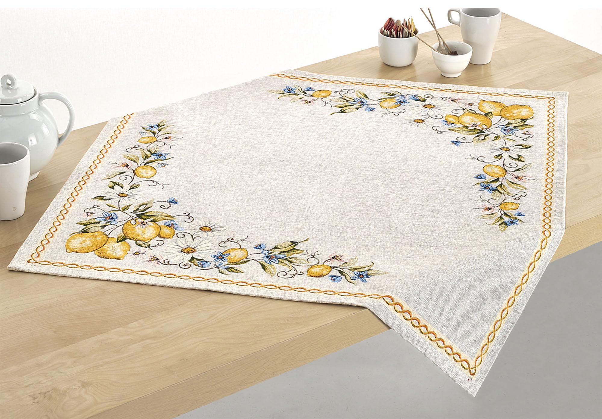 Copritavolo Tovaglia jacquard cinigliato LEMON accessori coordinati Made In Italy - Copritavolo 140x180