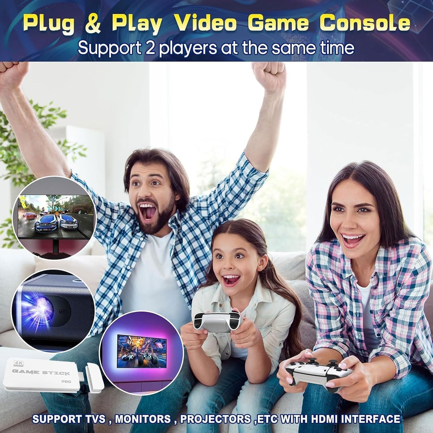 2026 Retro Konsole mit über 20.000 Spielen, 23 Emulatoren, 4K HDMI Plug & Play Spielkonsole mit 2.4GHz Wireless Controllern mit Schalter, Unterstützt TV & Projektor (Weiß)