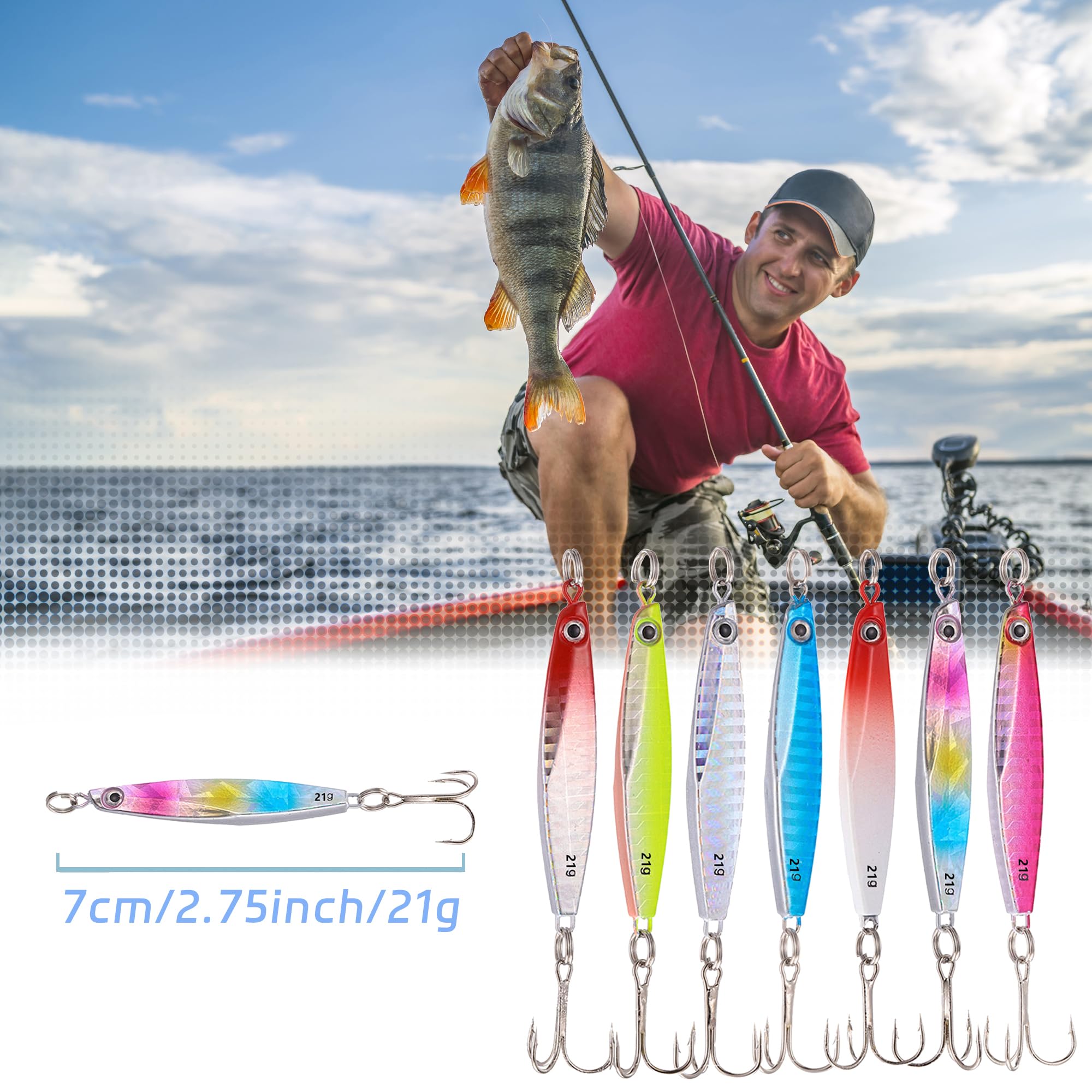TUXIBIN 7 Stck Kunstkder set, Angelkder, Fischkder, Knstlicher  Fischkder, Wobbler Swimbait, Spinnerbait, Lachs, Forelle, Kder mit  Drillingshaken fr Swasser-Salzwasser-Fischen 21g : Amazon.de: Sport &  Freizeit