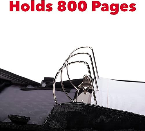 Miniatura 3 de Case-it The King - Carpeta con cremallera de tamaño King, anillos en D de 4 pulgadas, carpeta de archivos de 5 materias, múltiples bolsillos,