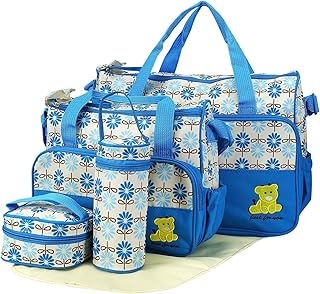 Diaper Bags Tote,5Pcs baby diaper Convertible Baby Bags with Changing Pad & Insulated Pockets for Mom, Multifunction Mommy bag Large Storage for baby things baby bottle/Baby Nappy/Clothes for outside