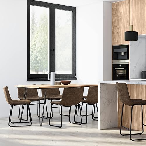 Miniatura 2 de SIMPLIHOME Warner - Silla de comedor moderna de mediados de siglo (juego de 2) en piel sintética vegana marrón envejecida, para el comedor Marrón