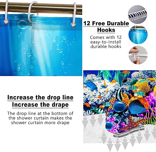 Miniatura 3 de Poedist Juego de 4 cortinas de ducha de baño, juego de cortinas de baño para niños, juegos de cortinas de ducha con alfombras (tapete de baño, forma