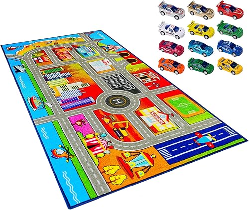 Vista 12 de Booooom Jackson Alfombra de juego para niños de 60 x 32 pulgadas, alfombra antideslizante para dormitorio, sala de juegos, alfombra de juego