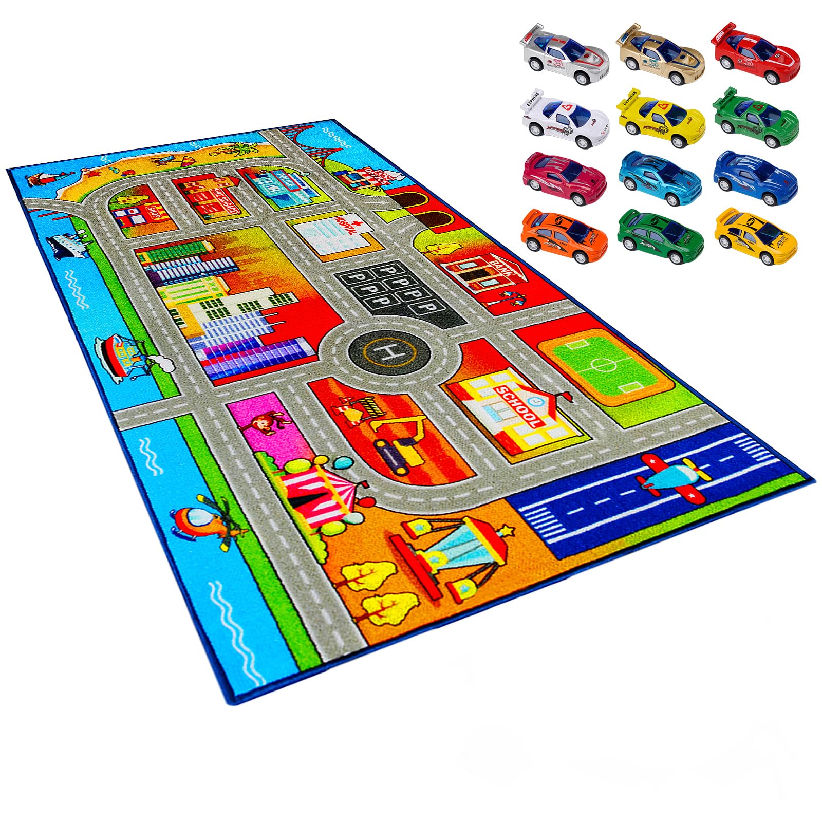 Zwart-witte speelmat voor auto's voor kinderen • Kinder World