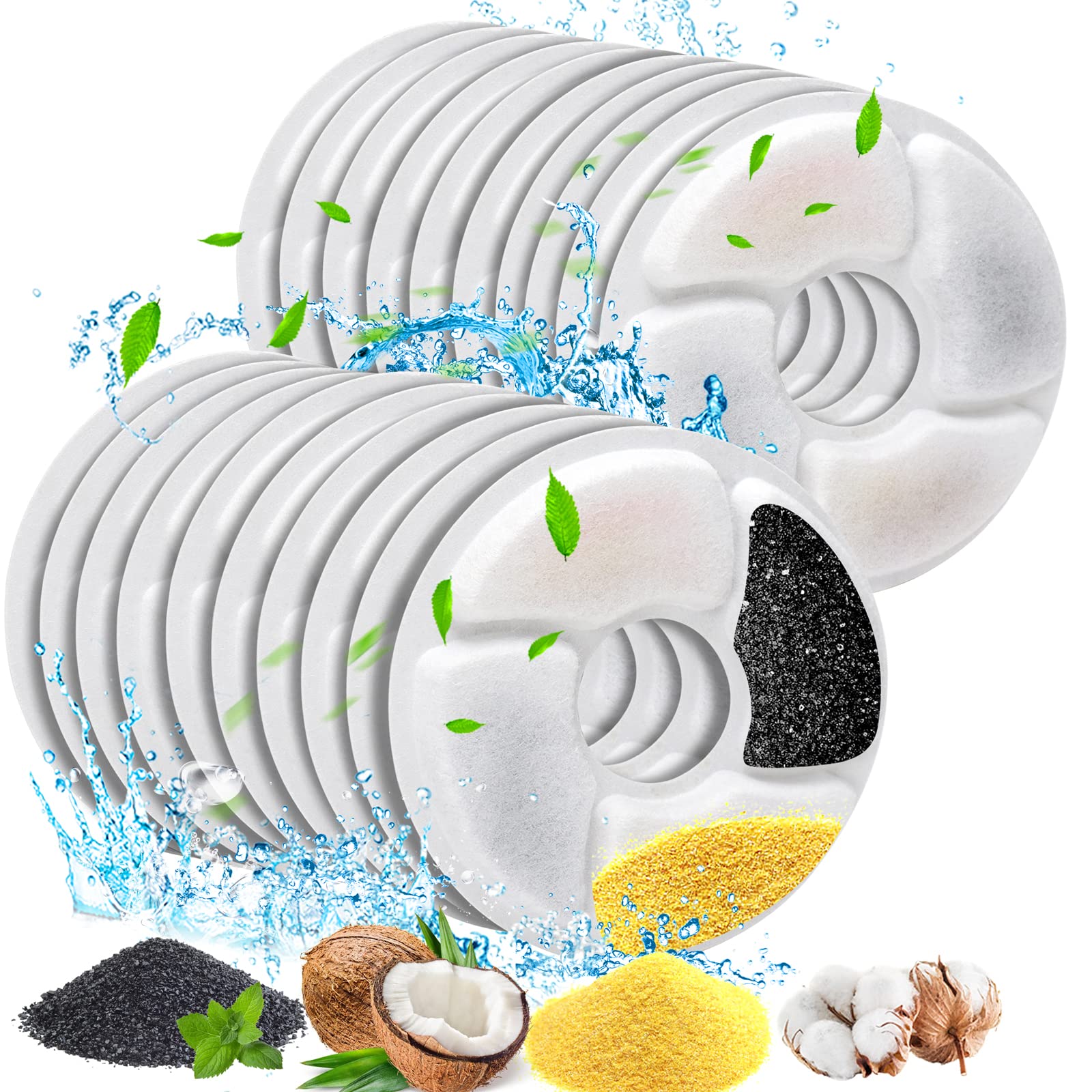 Filtros de fuente de agua para gatos, filtros de fuente de mascotas de 5 pulgadas, repuesto de filtros de carbón activado para fuente de perro, compatible con dispensador automático de agua para gatos