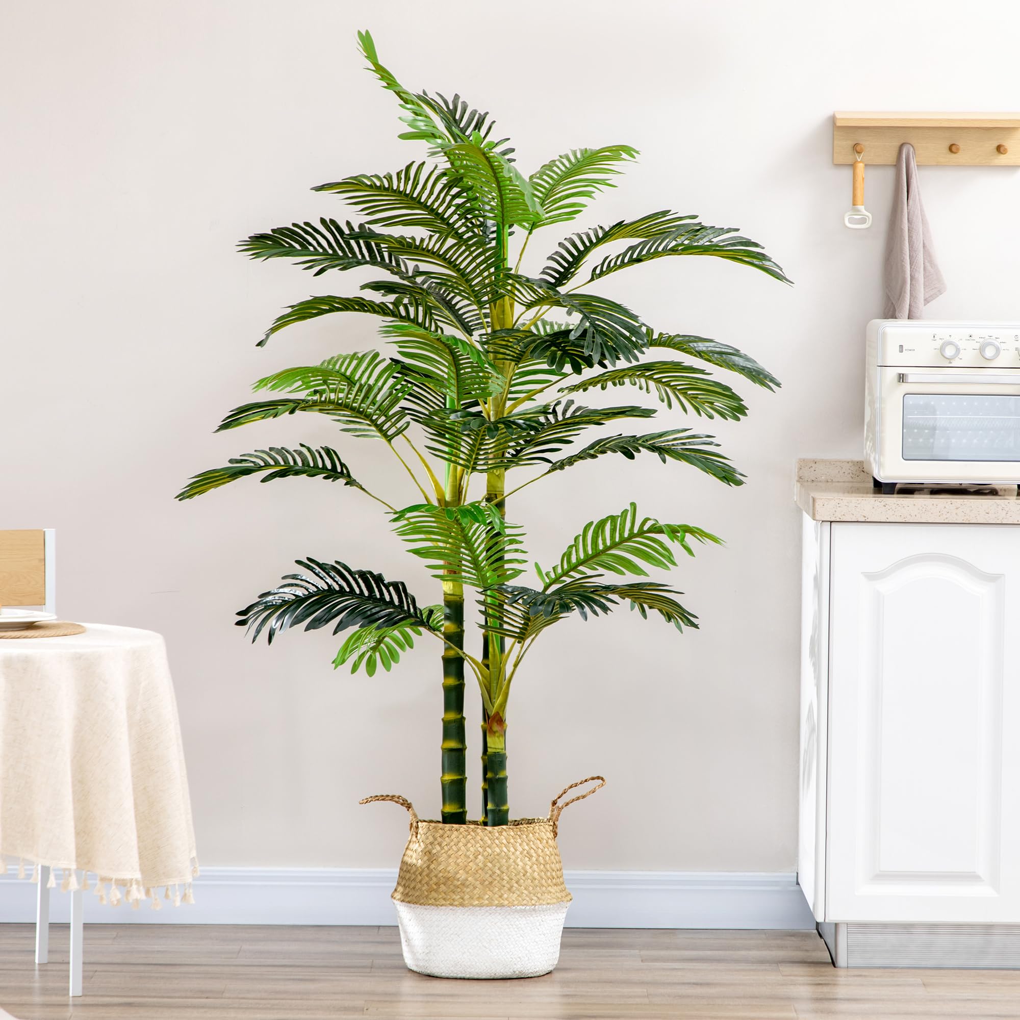 HOMCOM Palmier Areca Artificiel Arbre Artificiel 190 cm Pot Inclus Vert