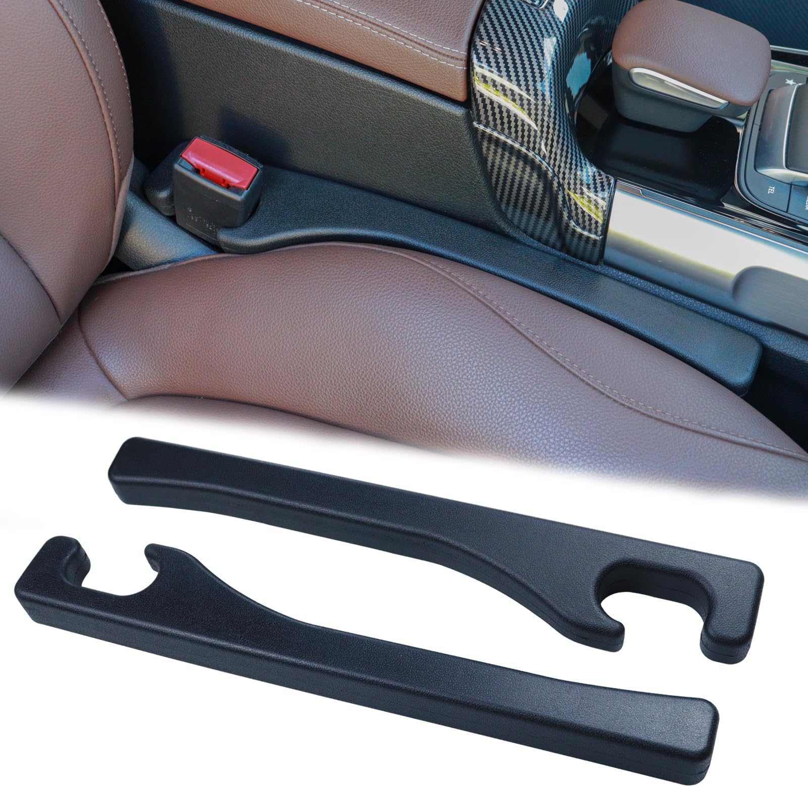 Car Seat Gap Filler Universal for Sedan SUV Truck Between Seat Blocker Accessories Crack Plug Strip Pack of 2 Black