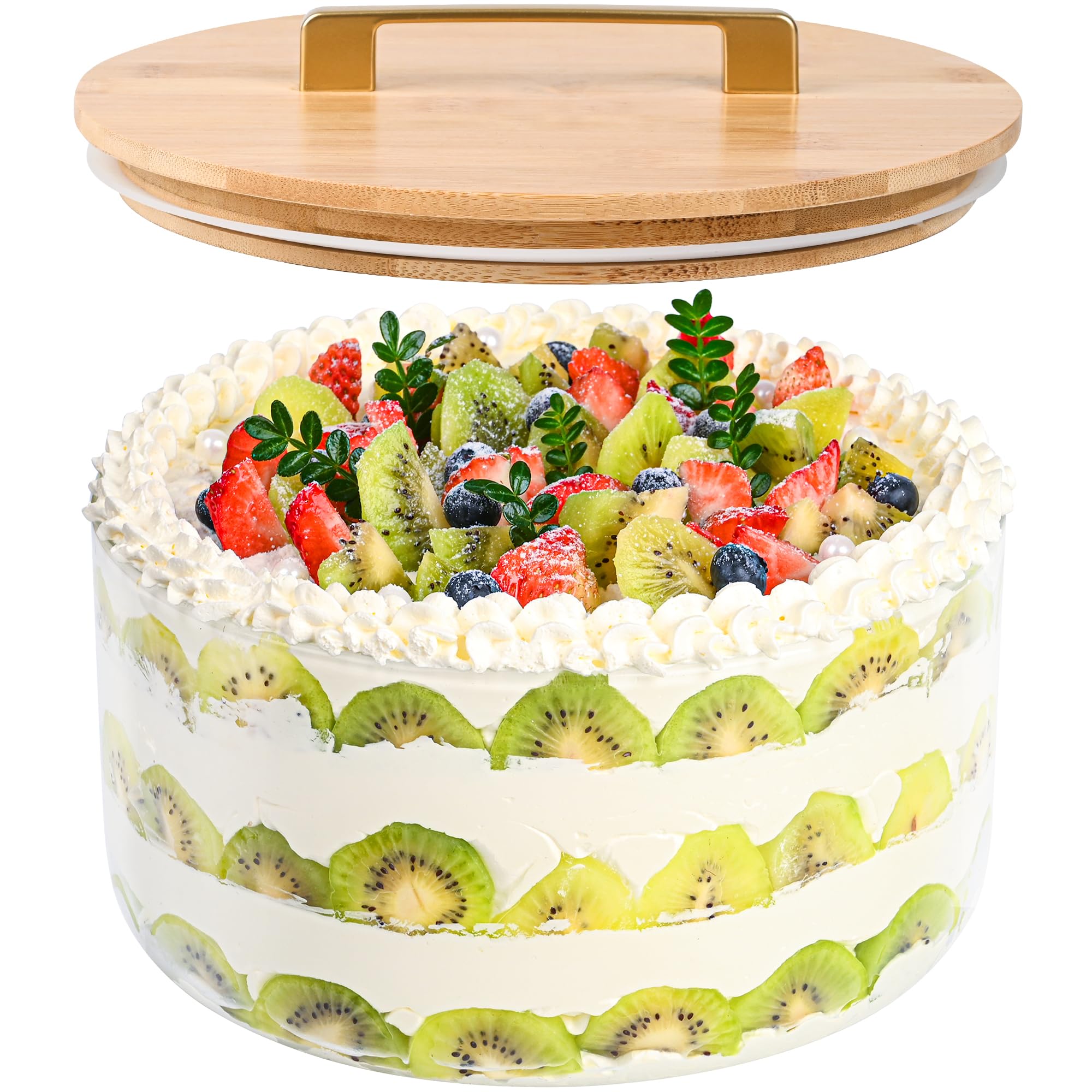 Glass Trifle Bowl with Airtight Lid, 197oz Large Salad Bowl, Glass Serving Bowl for Popcorn, Cake, Salad, Fruit, Baking, Dessert and Party Diy, BPA Free, Oven, Dishwasher Safe