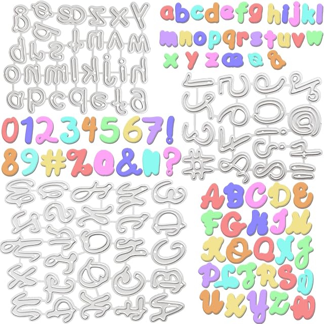 72Pcs Numbers Alphabet Cutting Dies Metal Numbers Alphabet Die 26 Letter Alphabet Dies for Die Cutting 0-9 Number Embossing Die for DIY Craft Scrapbook Card(3 Styles)