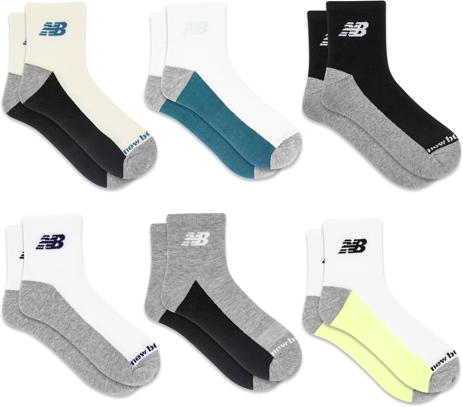 New Balance Unisex Adult Performance Cushioned Ankle Socks - 6 Pairs - Moisture Wicking