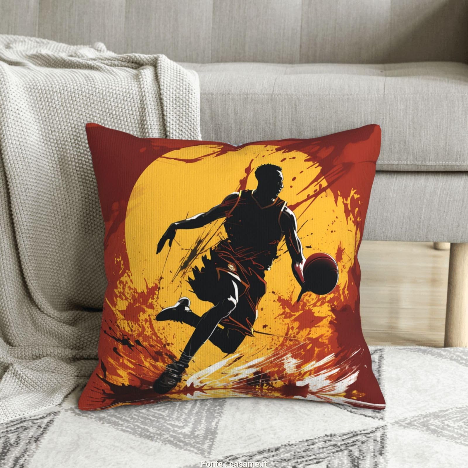 Coussin de basket en velours côtelé pour créer un coin détente moderne sur votre canapé