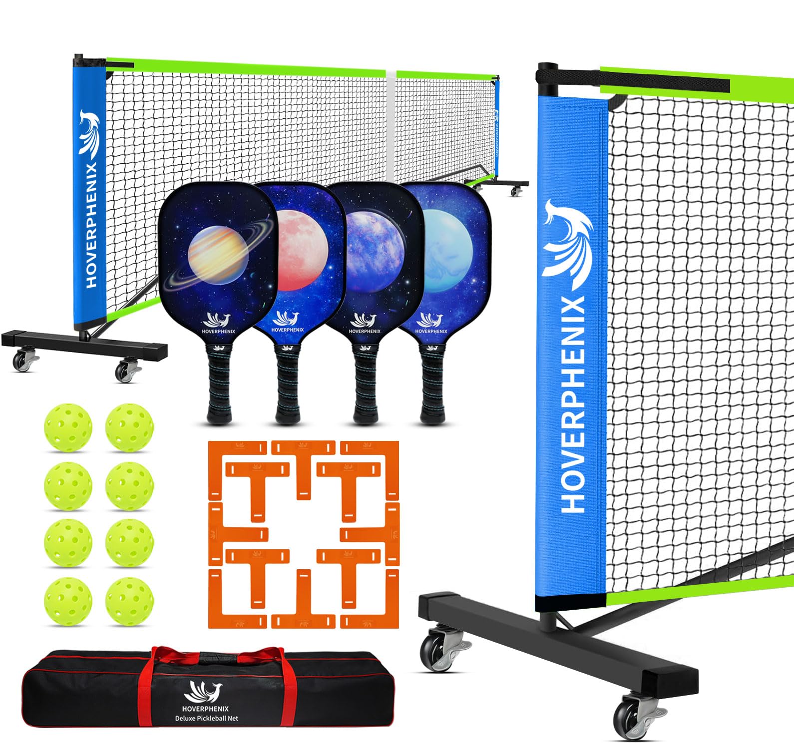 Portable Pickleball Net Set, 22FT Pickle Ball Net with Paddle Set of 4