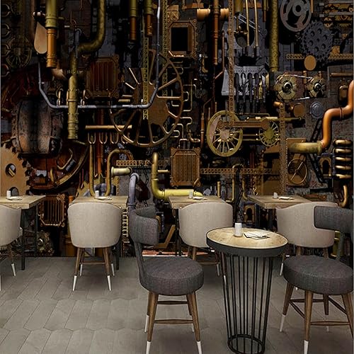 Miniatura 3 de Papel pintado 3D con motor steampunk retro, papel pintado de impresión fotográfica de equipo mecánico, mural panorámico para sala de estar,