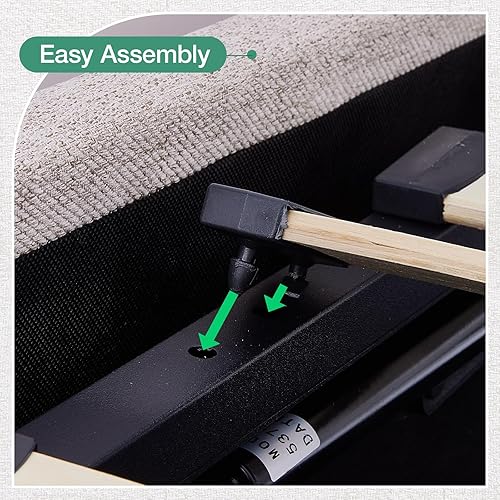 Miniatura 7 de Novilla Cama de almacenamiento elevada tamaño Queen, marco de cama tapizado con almacenamiento, no necesita somier, soporte de listones de madera,