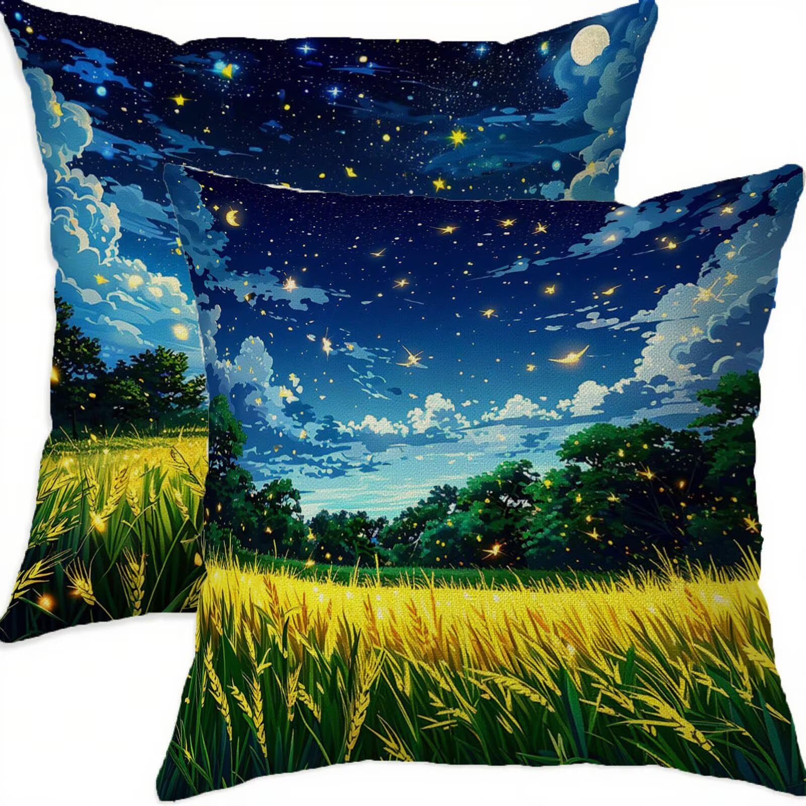 Housses de coussin 60x60 en lin bleu double face haut de gamme modèle A-515