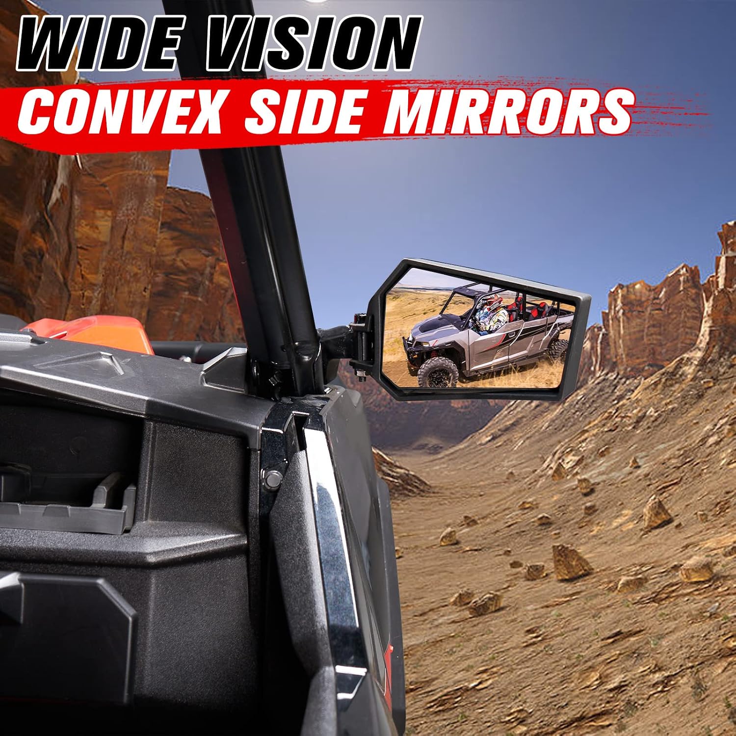 A & UTV PRO Side Rear View Mirrors for Polaris General 1000/4 1000 / XP 1000 / XP 4 1000 2016-2025, Adjustable Breakaway Folding Convex Rearview Mirrors Accessories, 2PCS