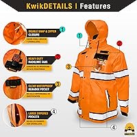 Vista 5 de KwikSafety - Charlotte, NC - Chaqueta de lluvia TORRENT y gabardina ANSI OSHA clase 3 de alta visibilidad, equipo de lluvia Hi Vis