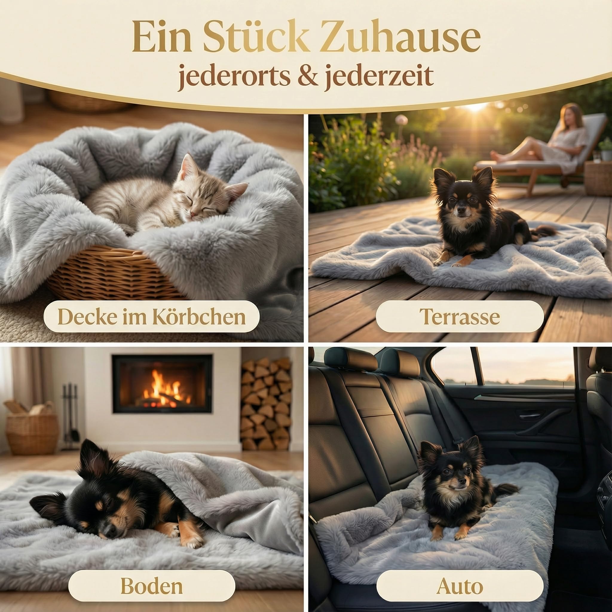 Couverture douillette de qualité supérieure - 100 x 70 cm - Couverture en fourrure synthétique pour chiens et chats de petite et moyenne taille - Tapis pour chien - Idéale pour la