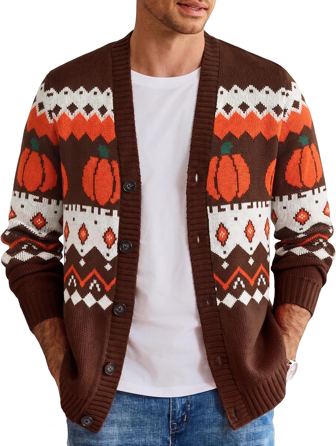 COOFANDY Mens Ugly Christmas Sweater Knitted Christmas Cardigan Sweater
