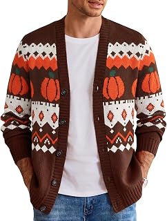 COOFANDY Mens Ugly Christmas Sweater Knitted Christmas Cardigan Sweater | Festive Holiday Design,Soft Knit Fabric,Relaxed Fit Xmas Sweater for Christmas Parties,Family Gathering and Holiday