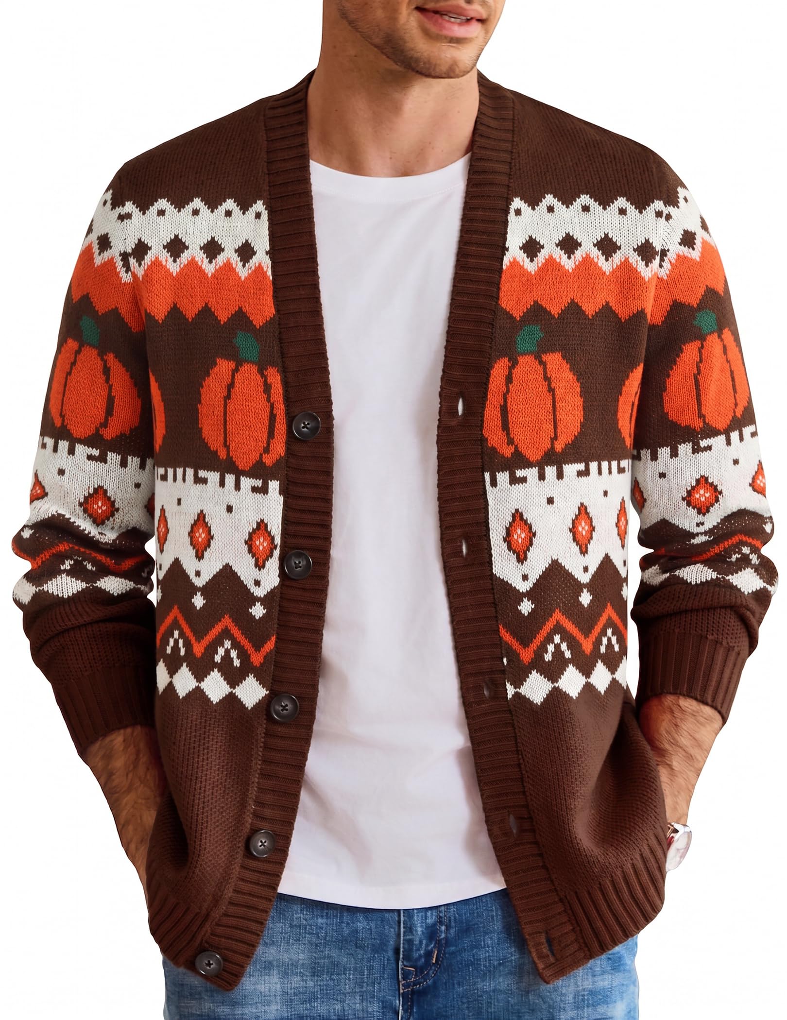 COOFANDY Reindeer & Pumpkin Cardigan