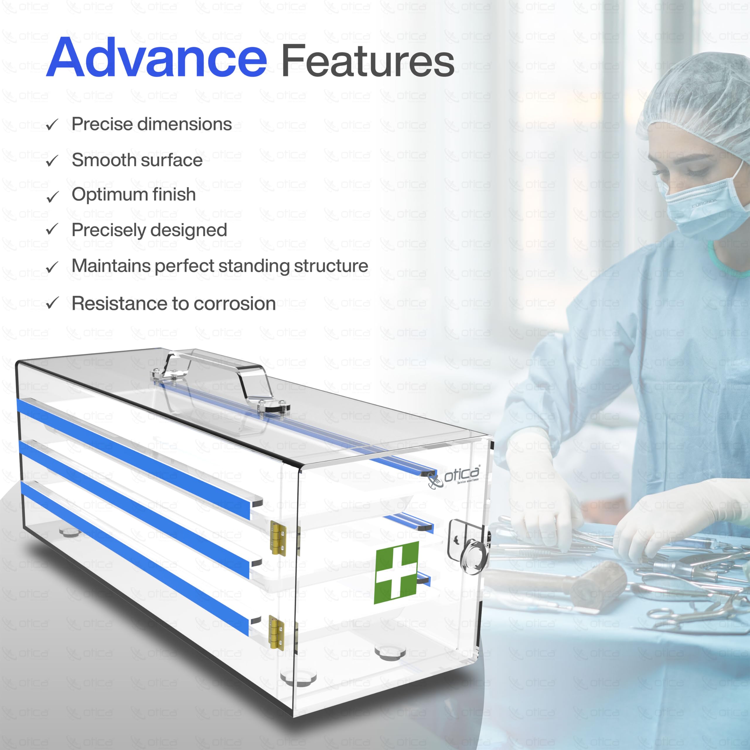 Otica Formalin Chamber Premium Quality with 5 mm Thick Material (28 inch with 3 Trays) - Image 4 thumbnail