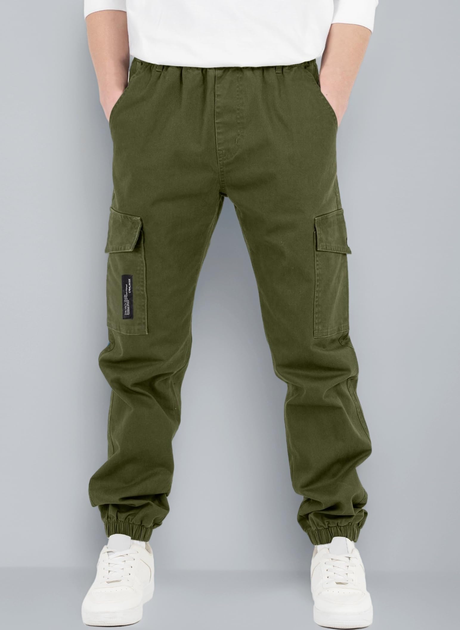 CAMLAKEE Kids Boys Elasticated Waist Slim Fit Cargo Joggers