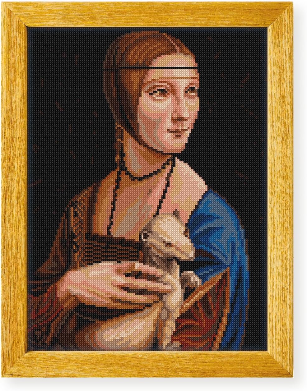 Awesome Pattern Studio Lady with an Ermine by Leonardo da Vinci DS2243, Diamond Painting Kit, Diamond Art Kits for Adults, Full Drill 5D Diamond Dots Kits. All Items Included.
