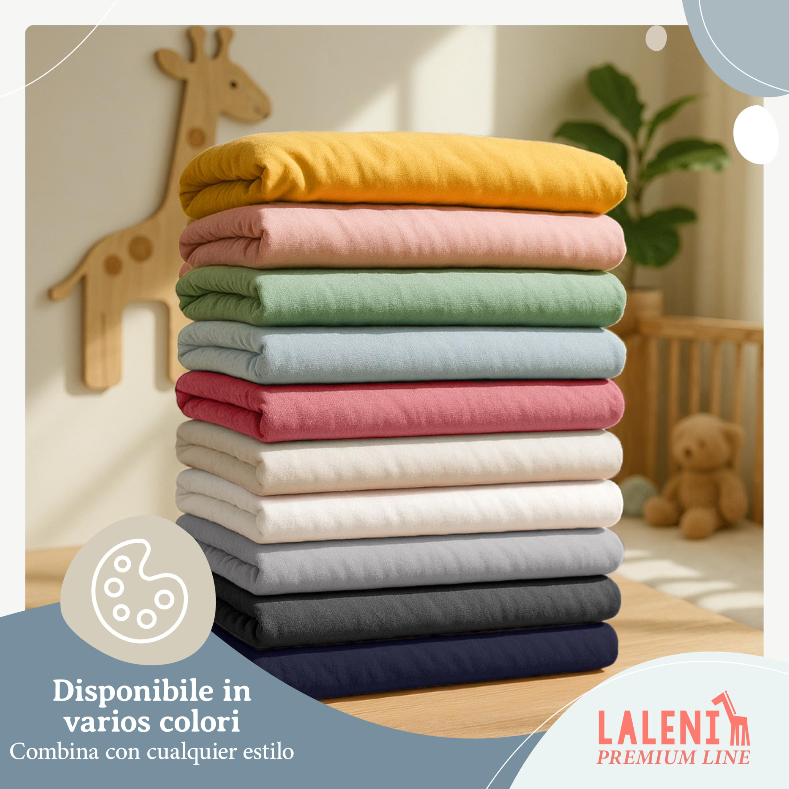 Laleni Premium sabana bajera cuna 50x89 cm cuna bebe 2 pzs - sabana bajera cuna para cochecito bebe certificada OEKO-TEX - sabana cuna 100% algodón - sabanas bajeras cuna - sabanas minicuna azul claro