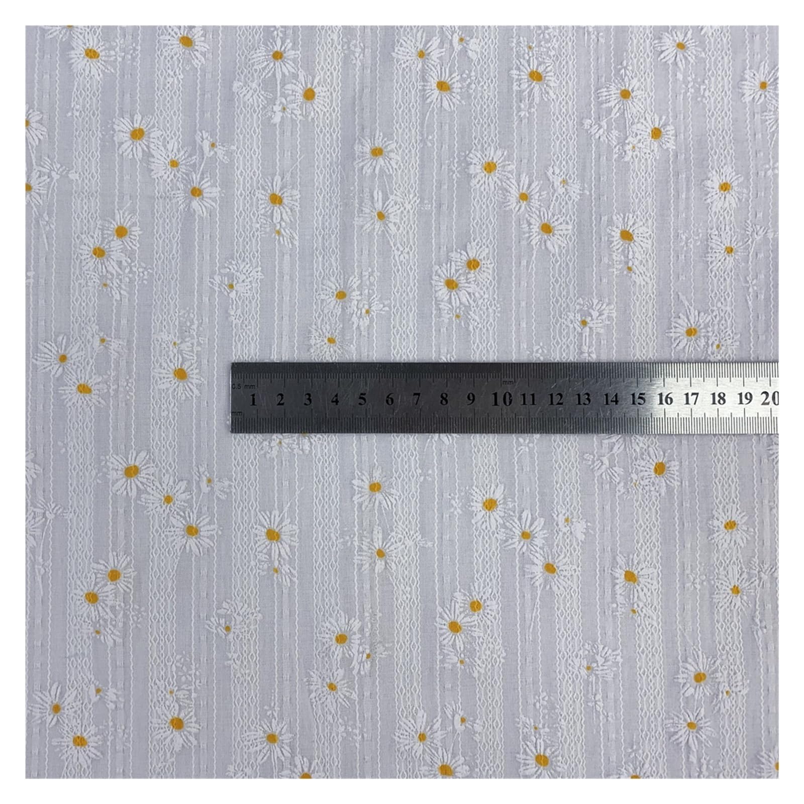 Tela de algodón bordada Material de tela de algodón Jacquard tejido con estampado de flores de Margarita de 3/5/10 yardas for vestido de costura, camisa, tela de bebé, blanco, azul, rosa, por yarda(1