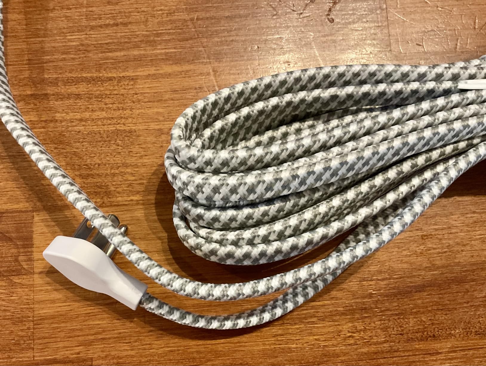 Close up of the power strip cable and cord