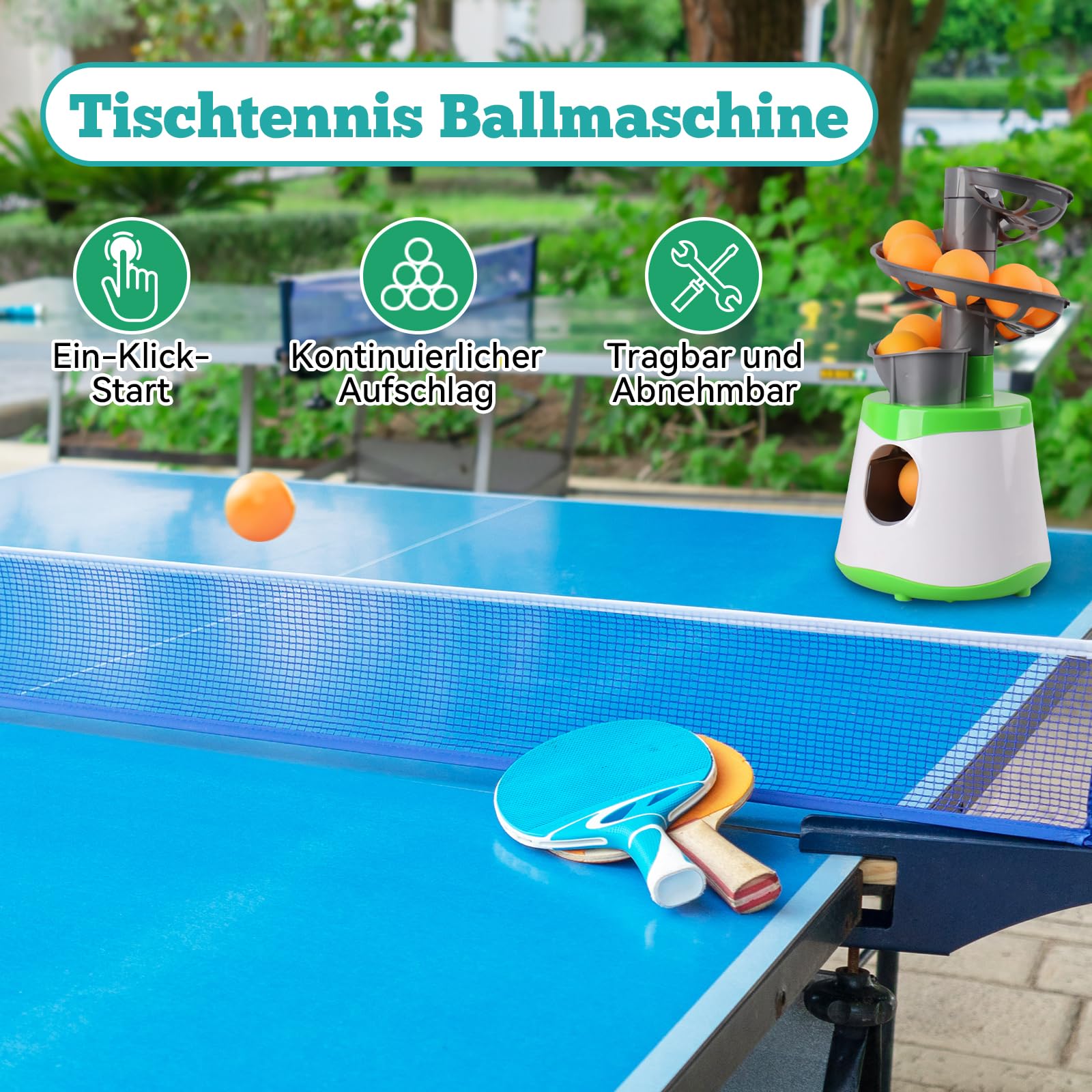 Baoblaze Tischtennis Ballmaschine, Tischtennis Roboter Automatic Launcher mit Abnehmbares Fairway, Tragbare Tischtennis Trainingsroboter, Tischtennis Trainer für für Ping-Pong-Liebhaber Anfänger
