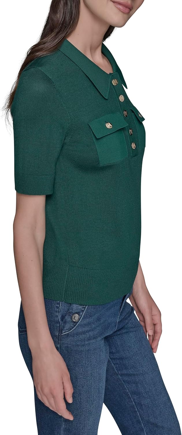 Karl Lagerfeld Womens Collar with Two Chest Pockets Sweater - Image 3