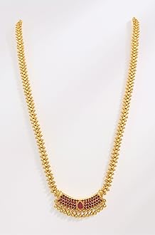 American Diamond Micro Gold Plated Pendant Chain Necklace for Women and Girls