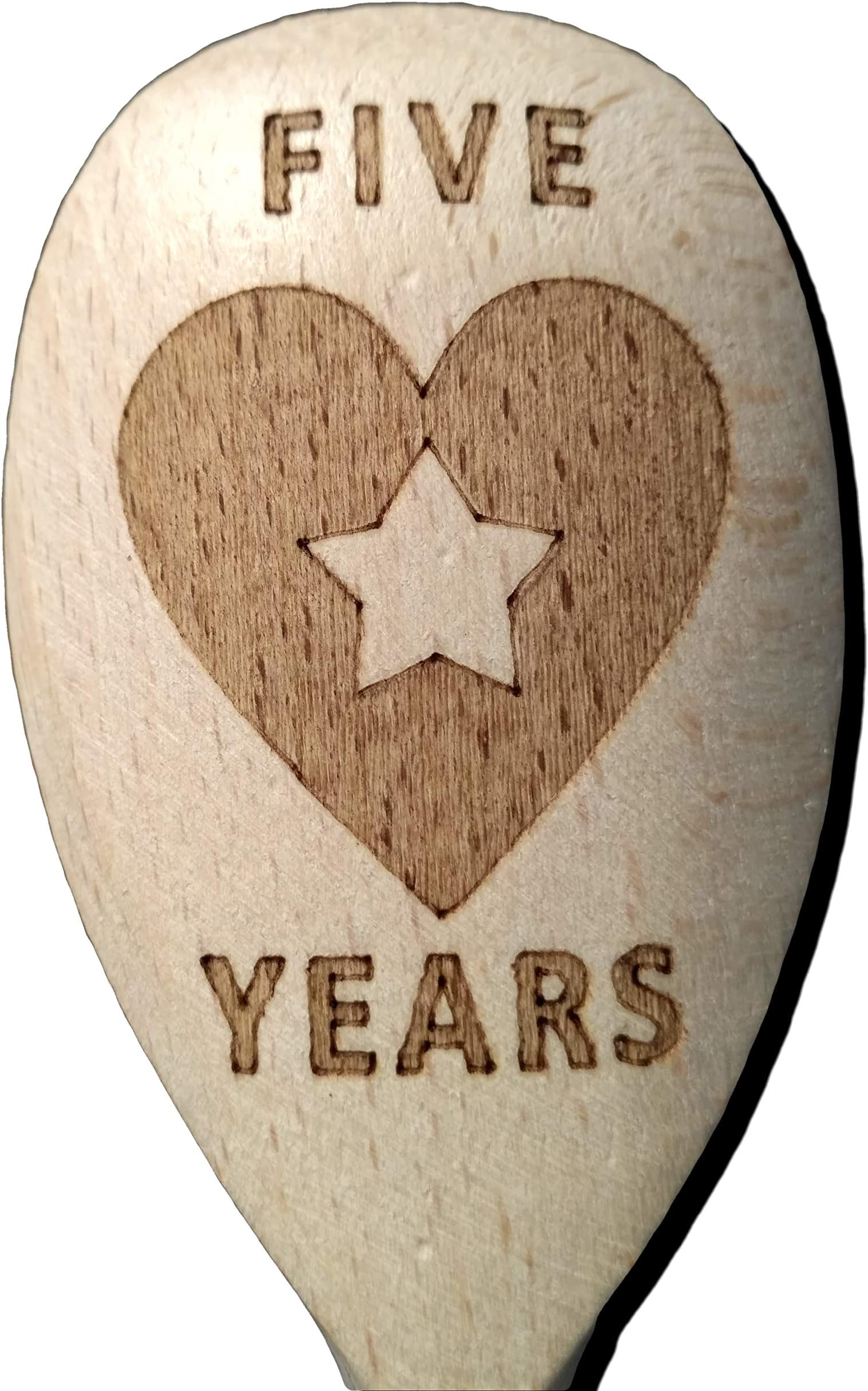 FastCraft5th ANNIVERSARY WOOD GIFT WOODEN BAKING SPOON FIVE 5 YEARS MARRIED PRESENT