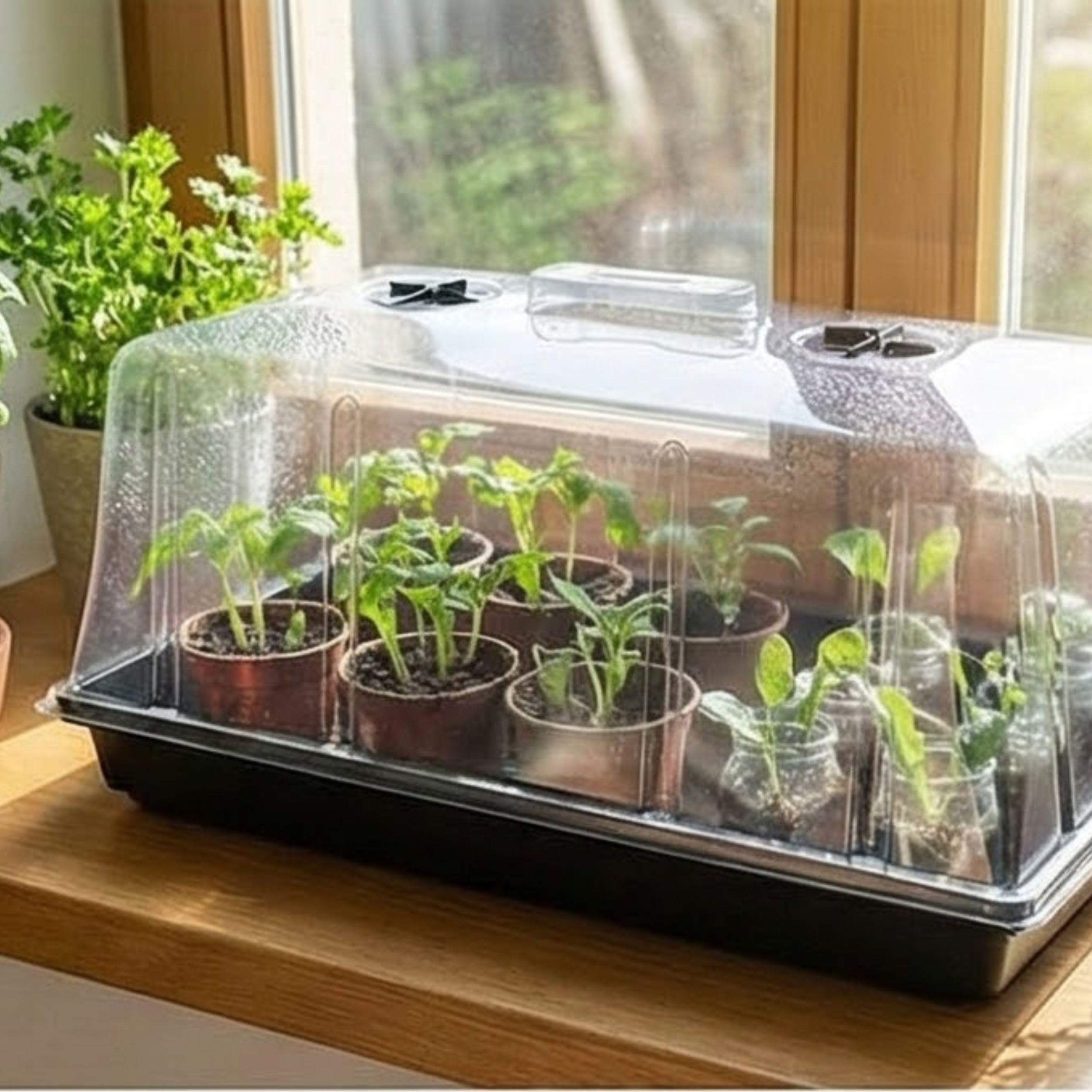 GrowPRO High Dome Zimmergewächshaus, 54x27x25 cm - Anzuchthaus mit verschließbaren Belüftungslöchen, 1 Stück