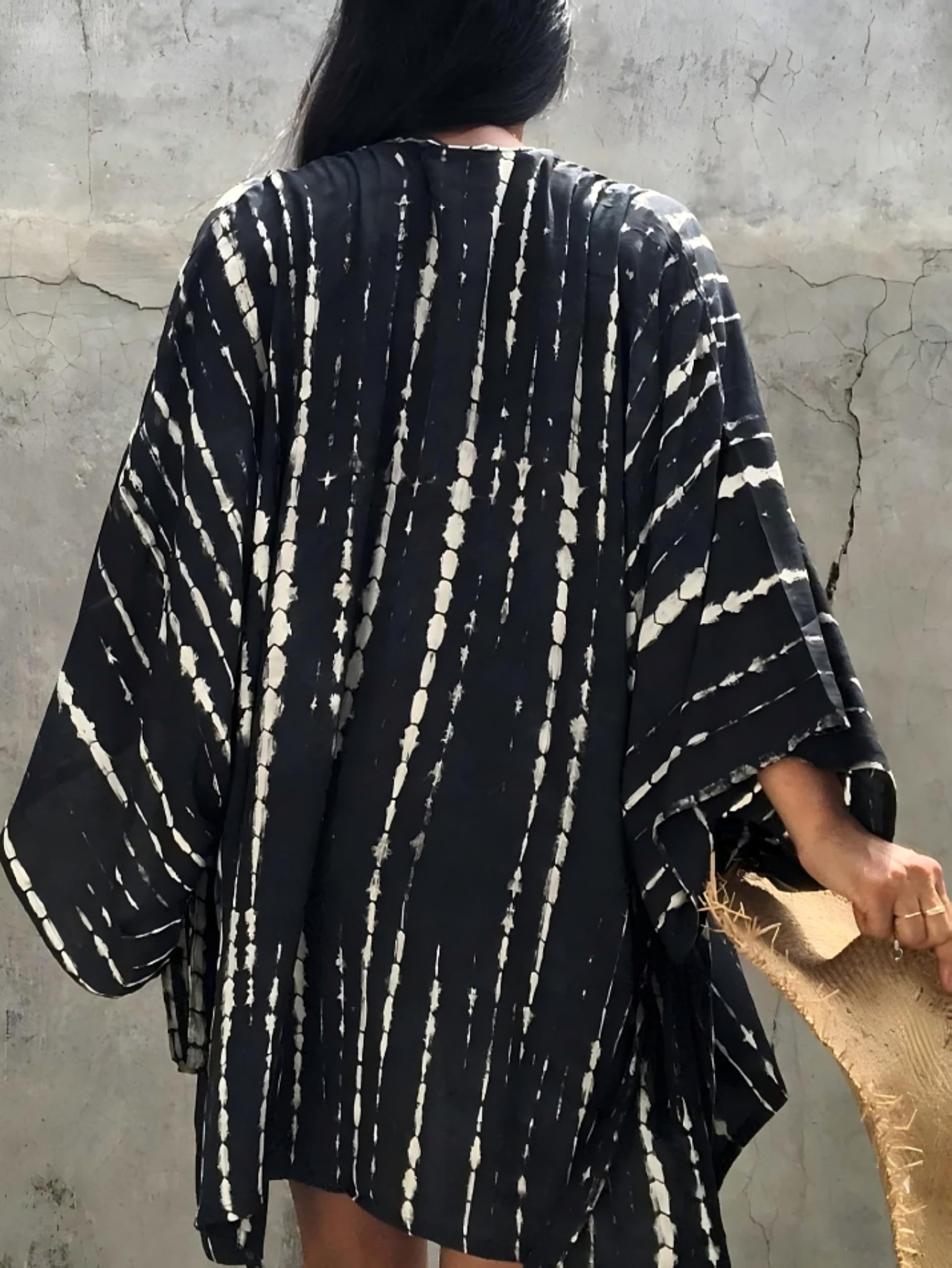 Cárdigan corto de kimono de manga larga para mujer, con cinturón, blusa de playa, blazer monocolor, estampado de leopardo, manga ancha