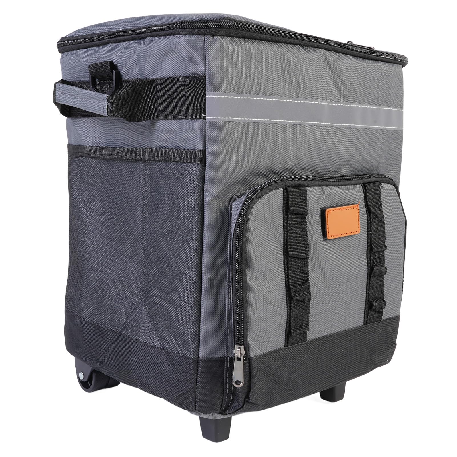 FILFEEL Glacière Roulante de 35 L avec Roulettes et Poignée, Sac Isotherme Souple pour le Camping en Plein Air, les Pique-niques et la Plage – Gris