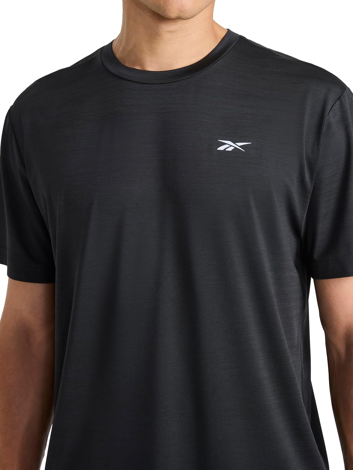 Reebok Mens Reflective Small Logo Crewneck T-Shirt, Standard Fit, Lightweight Cool Touch Jersey Fabric - Image 3