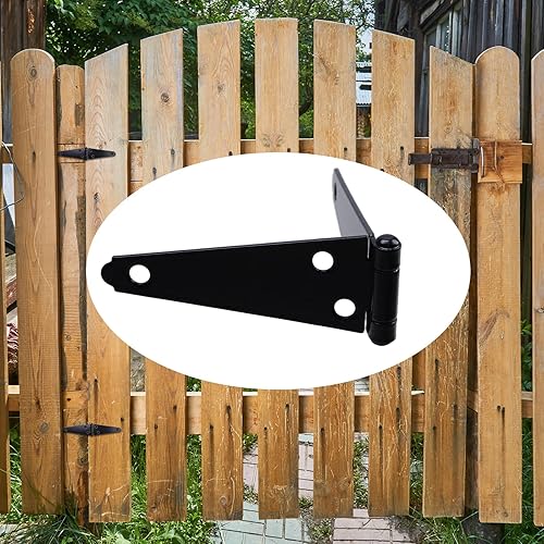 Miniatura 5 de T Tulead Bisagras de puerta, bisagras de correa de hierro, bisagra de puerta, bisagra de cobertizo de 4 pulgadas, paquete de 4 con tornillos de
