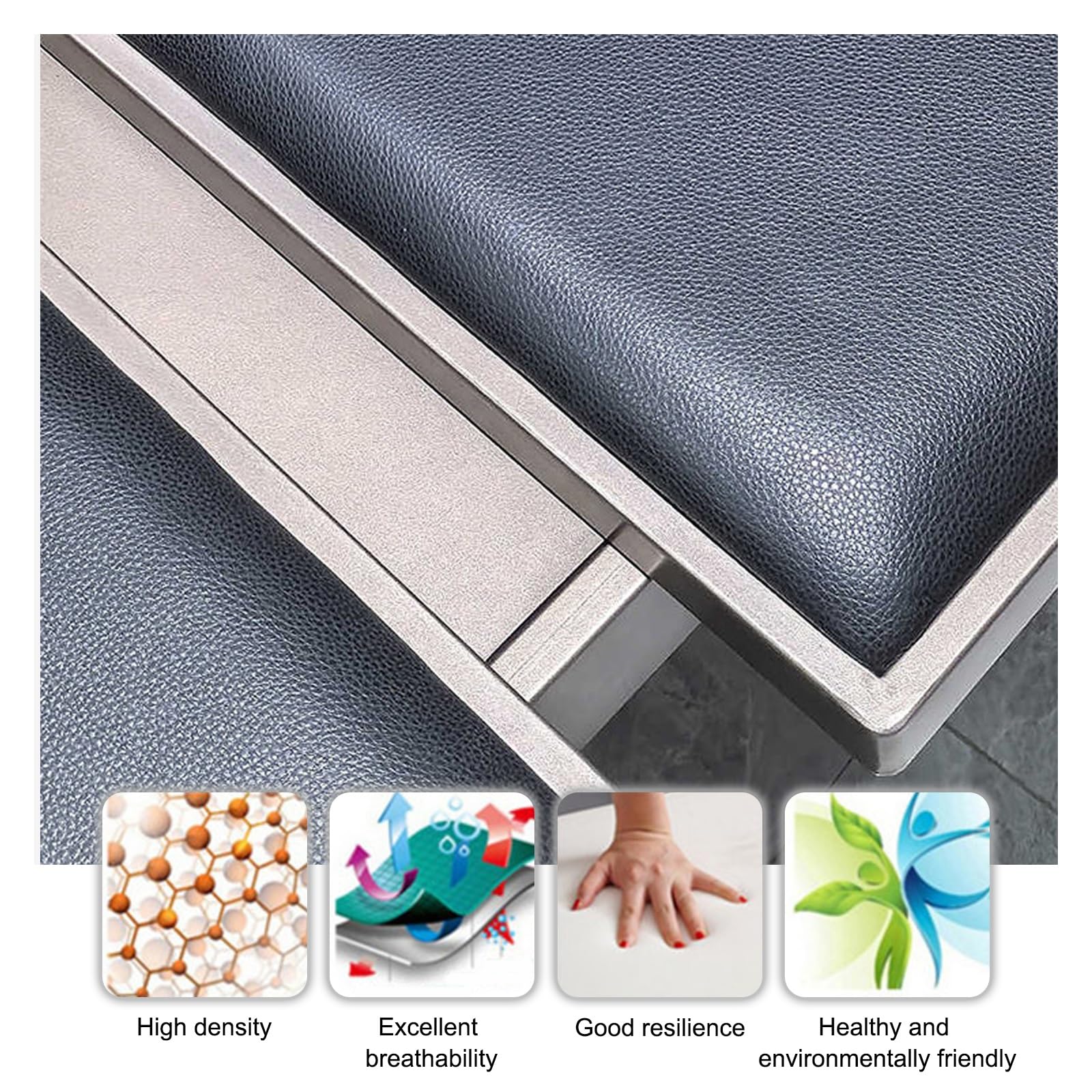 Sillón de Recepción con Reposabrazos, Sofá de Tres Plazas para Sala de Espera, Alta Capacidad de Carga, Ideal para Oficina, Sala de Espera o el Hogar(Brown)