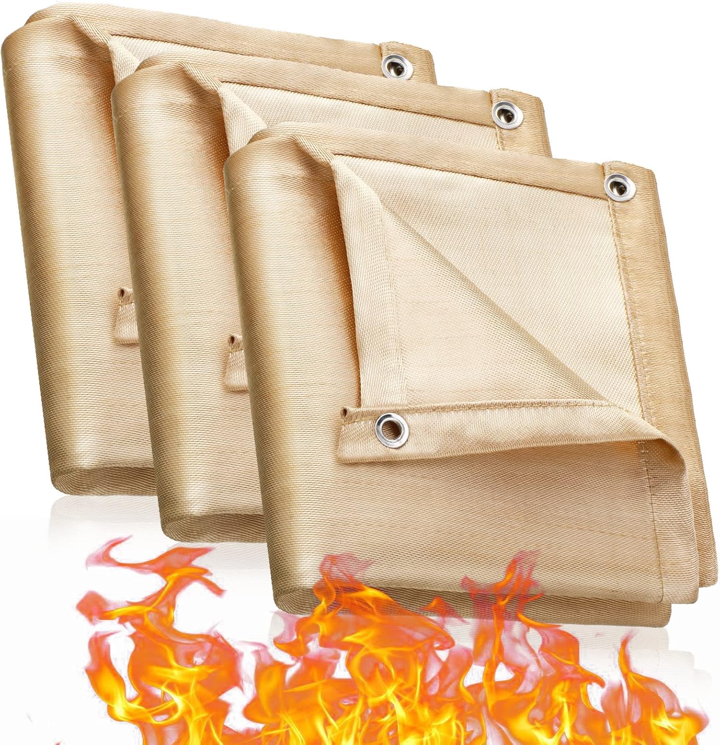 Hoteam 3 Pieces Fiberglass Fireproof Welding Blanket Bulk 6