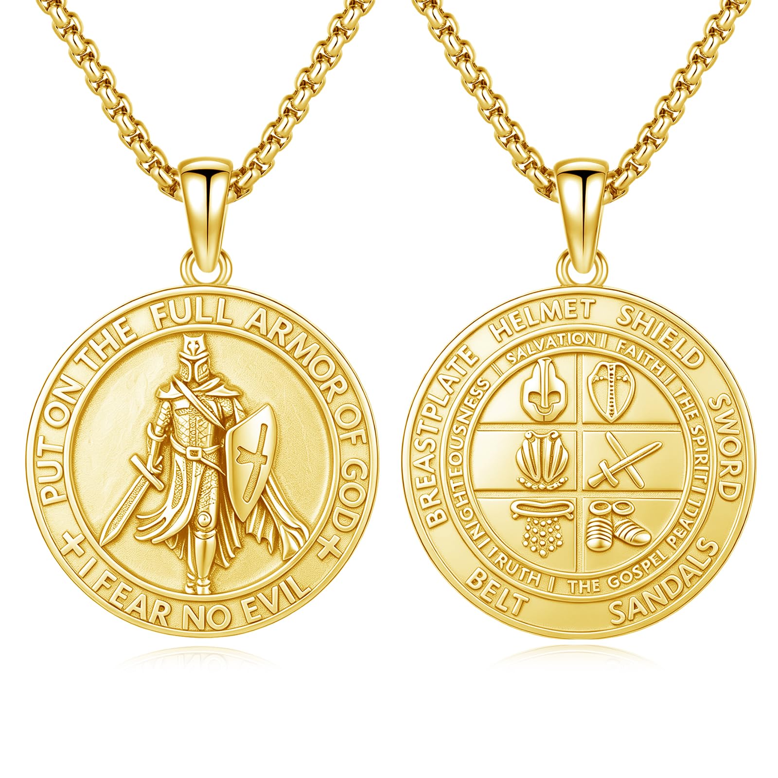 Silver/14K Gold Patron Saint Medal Amulet Necklace for Men Women
