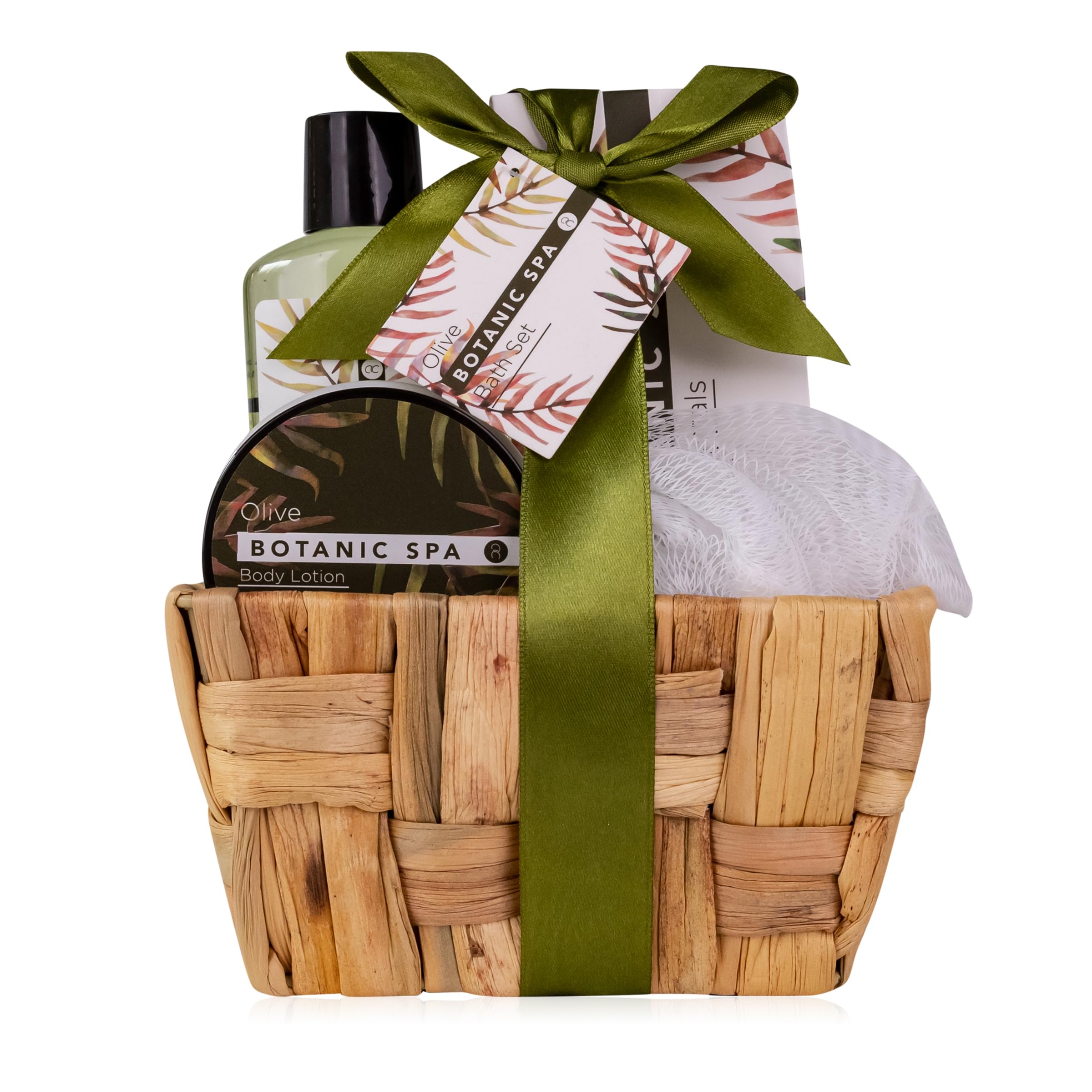 Accentra set de baño OLIVE SPA en cesta de hierba marina 150 g sales