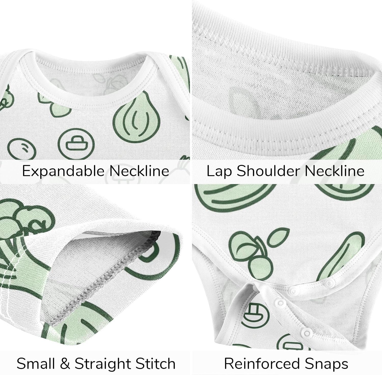 vvfelixl Baby Clothes Green Veggie Outline Baby Bodysuits Set Unisex Short Sleeve Babys Pants Sets 0-3M