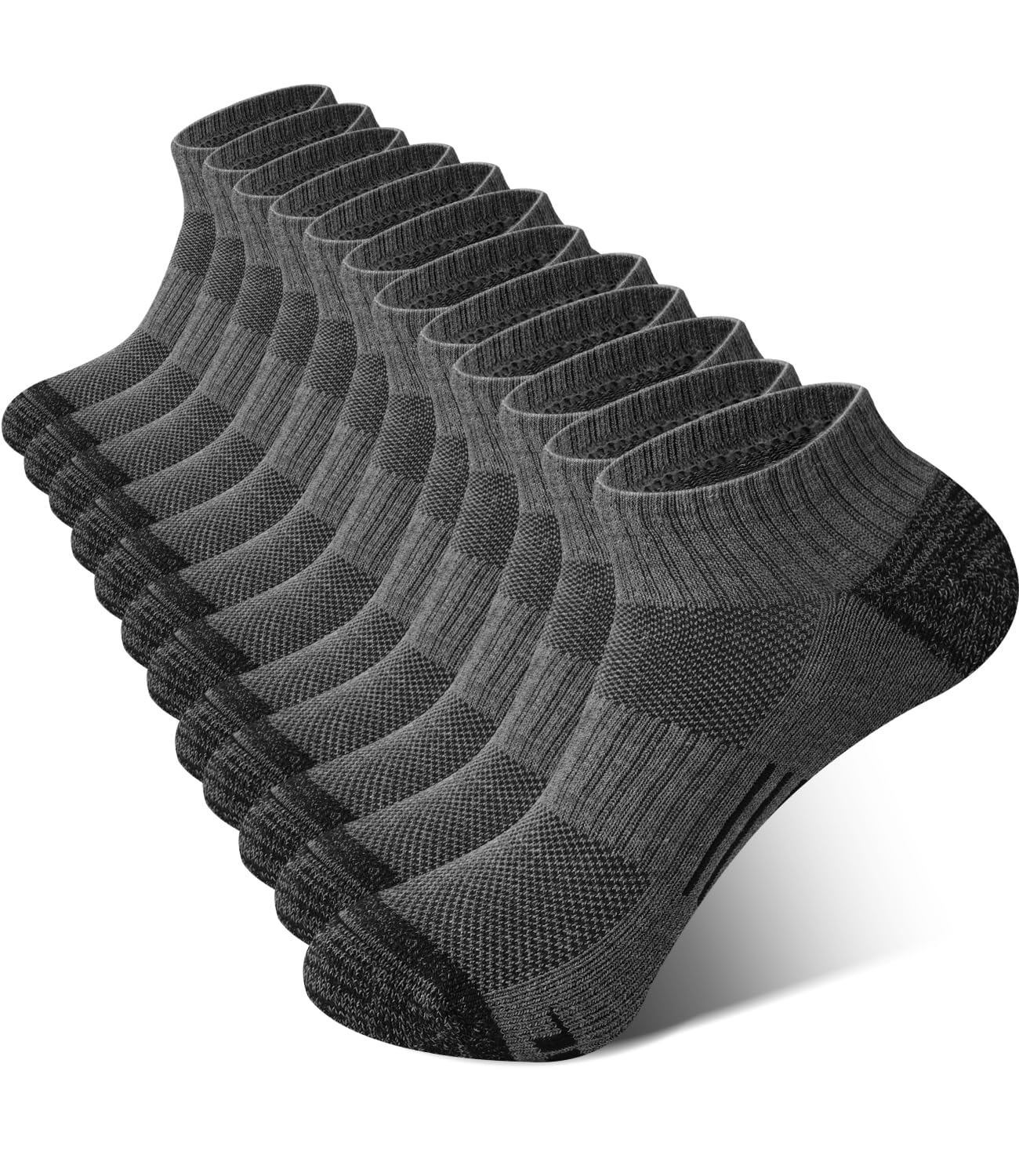 BAMBOO COOL Herren-Knöchelsocken, athletisch, niedrig geschnitten, gepolstert, feuchtigkeitsableitend, Laufsocken, Fußgewölbeunterstützung, atmungsaktiv, 6 Stück