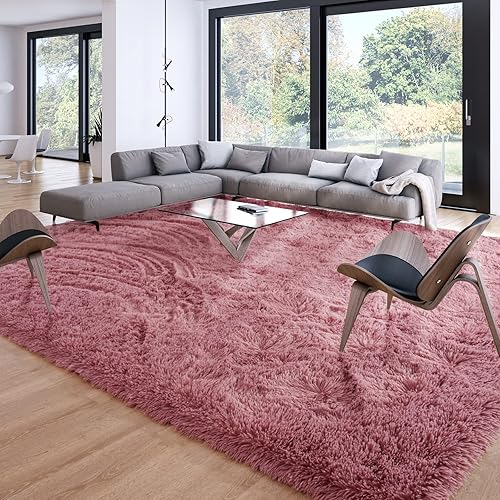 Merelax Soft Modern Indoor Large Shaggy Rug for Bedroom Livingroom Dorm Kids Room Home Decorative, Non-Slip Plush Fluffy Furry Fur Area Rugs Comfy Nursery Accent Floor Carpet 6 X 9 Feet, Blush