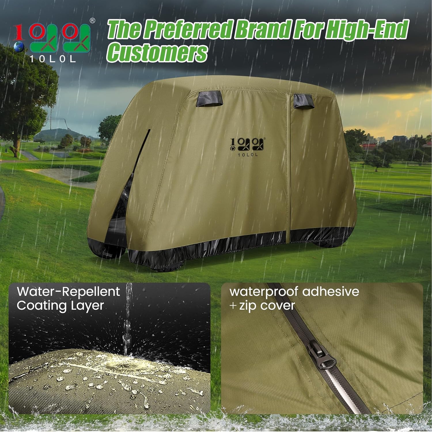 10L0L Buggy Rain Cover Housse pour Poussette de Golf Unisexe, Vert Clair, Taille Universelle
