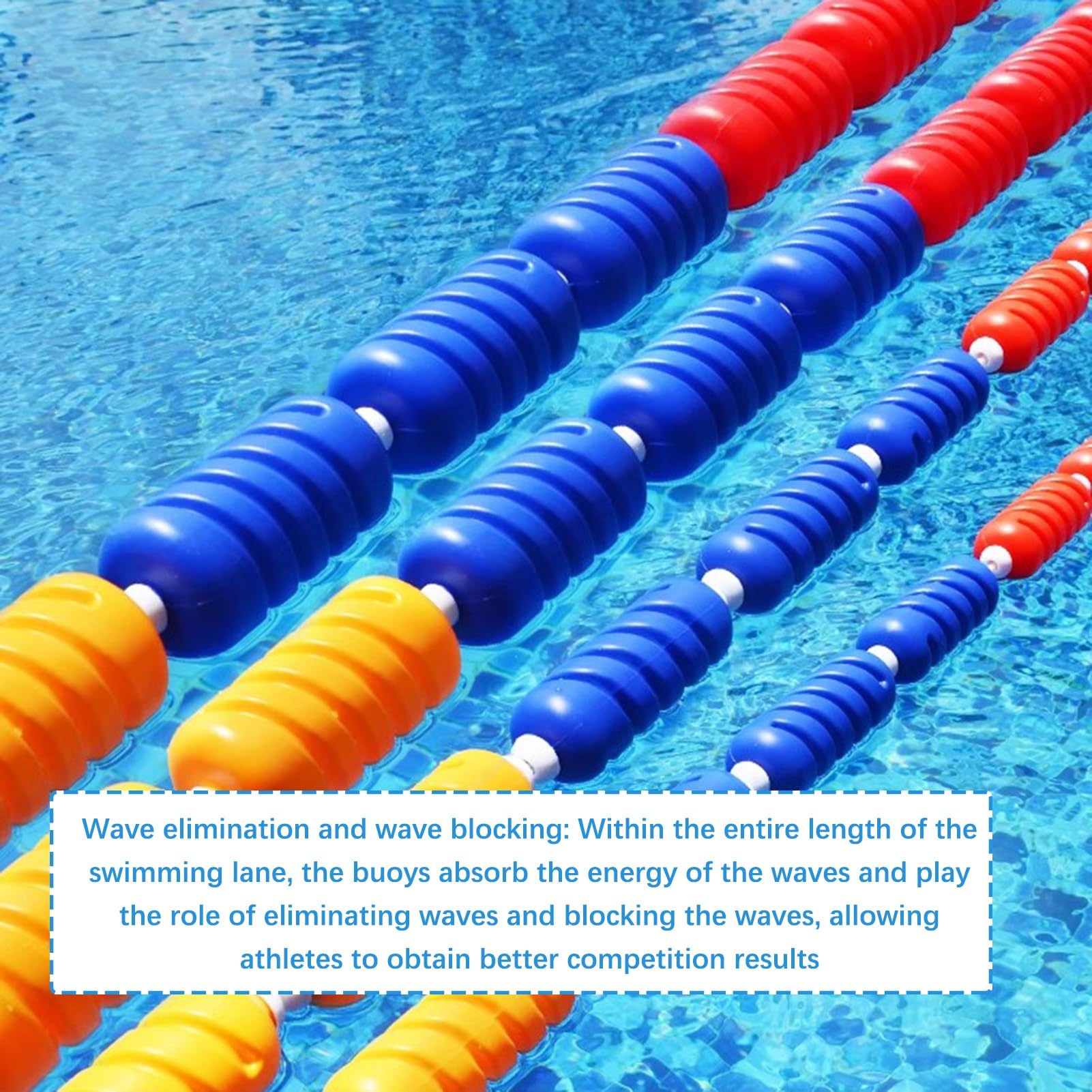 Kit divisor de carril de piscina, juego de cuerda de seguridad profesional y flotador para parque acuático de playa y piscina, cordón flotante para sección de zonas peligrosas (6 cm x 45/147.64 pies)